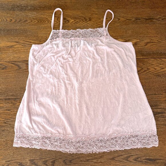 Maurices Plus Size 2X PINK Stretchy Crinkle Lace Cami - Picture 1 of 11